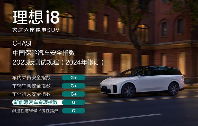 理想i8斬獲C-IASI新規(guī)程“5G”全優(yōu)評級新能源安全性測評滿分